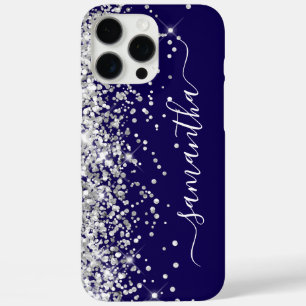 Silver Glitter Black Girly Signature iPhone 16 Pro Max Case