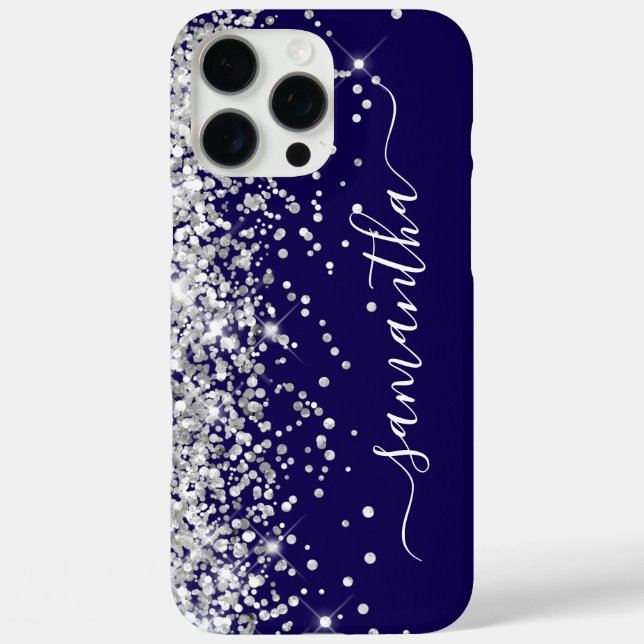 Silver Glitter Black Girly Signature Case-Mate iPhone Case (Back)