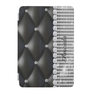 silver glitter black  monogram i pad case