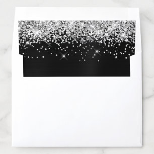 Silver Glitter Black Ombre Foil Envelope Liner