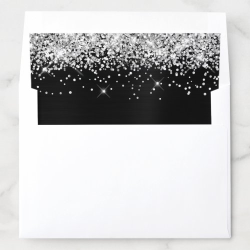 Silver Glitter Black Ombre Foil Envelope Liner