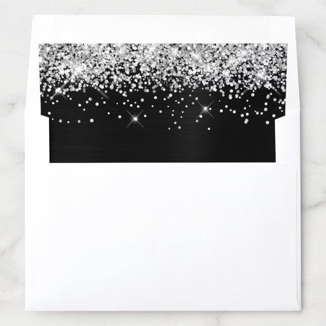 Silver Glitter Black Ombre Foil Envelope Liner (In Envelope)