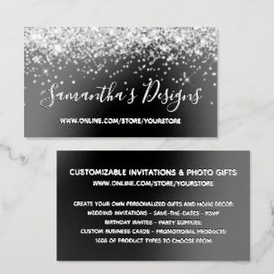 Silver Glitter Black Online Store Foil Business Cards