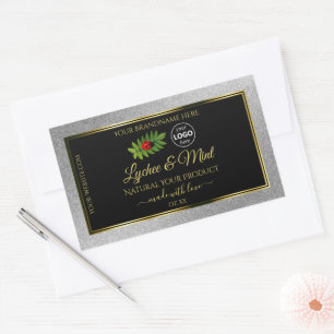 Silver Glitter Black Product Labels Ladybug Logo
