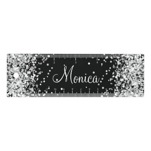 Silver Glitter Black Ruler