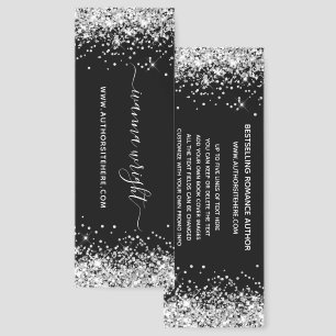 Silver Glitter Black Signature Style Author Bookmarks
