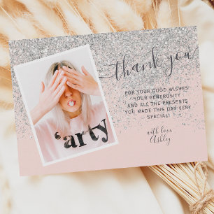silver glitter blush photo thank you Sweet 16