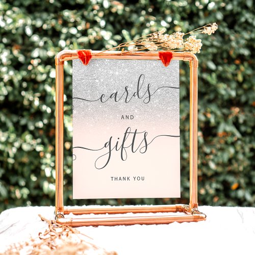 Silver glitter blush pink script Card gifts Foam Board