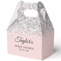 Silver Glitter Blush Sweet Sixteen Favor Boxes