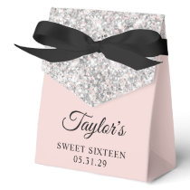 Silver Glitter Blush Sweet Sixteen Favor Boxes