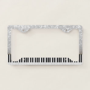 Silver Glitter Bokeh Ombre,Piano Key License Plate Frame