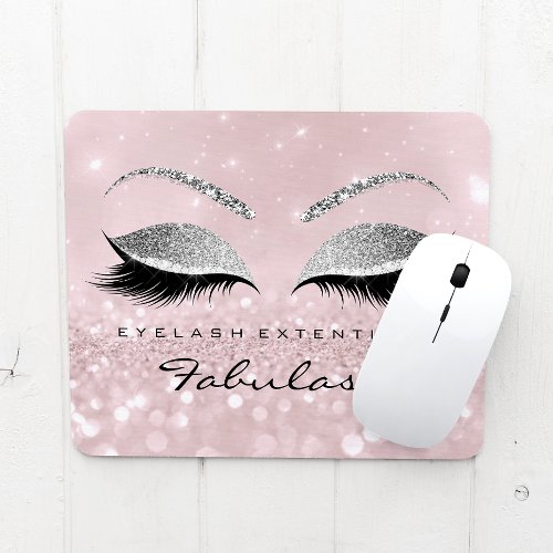 Silver Glitter Branding Beauty Studio Lashes Pink Mouse Pad