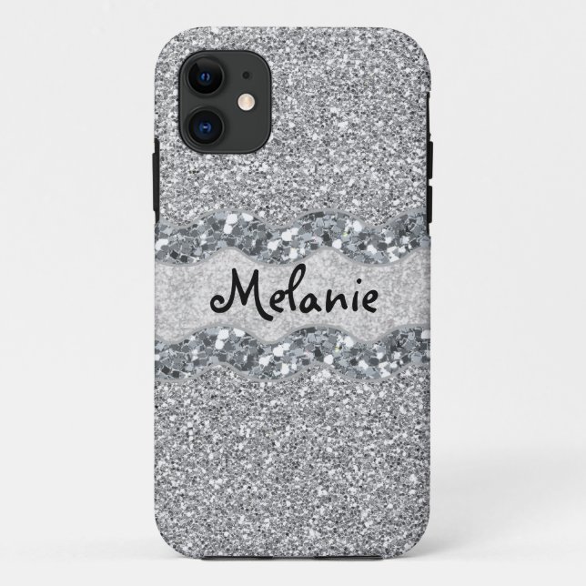 Silver Glitter Bric Brac Monogram Case-Mate iPhone Case (Back)