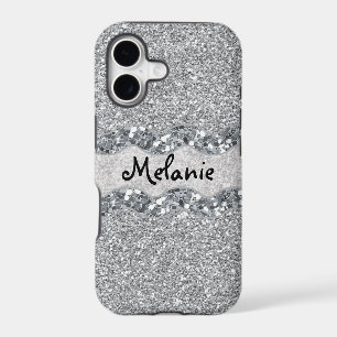 Silver Glitter Bric Brac Monogram iPhone 17 Case