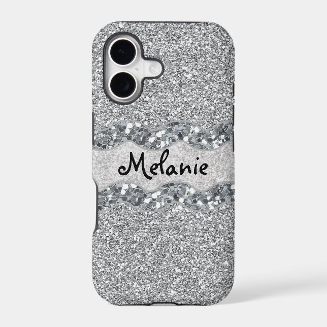 Silver Glitter Bric Brac Monogram Iphone Case (Back)