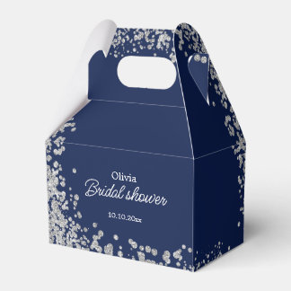 Silver Glitter Bridal Shower Favor Boxes