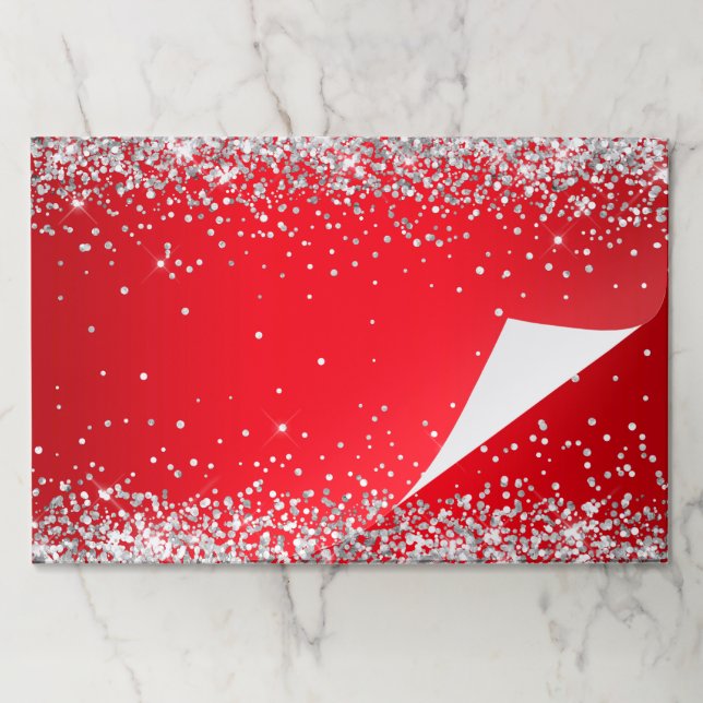 Silver Glitter Bright Red Ombre Paper Pad (Folded)