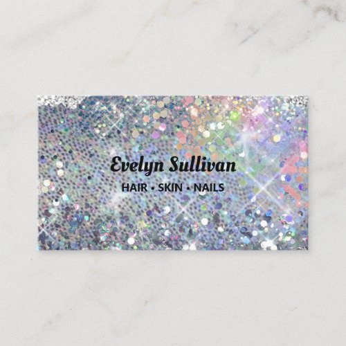 Silver glitter business card