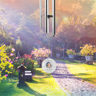 Silver glitter butterfly photo memorial wind chime