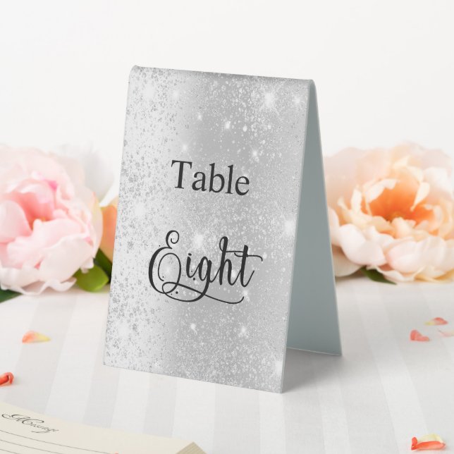 Silver glitter calligraphy table eight 8 cafe tent (In SItu (Wedding))