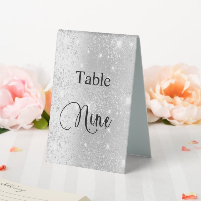 Silver glitter calligraphy table nine 9 cafe tent (In SItu (Wedding))