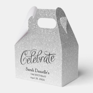 Silver Glitter Celebrate Favor Boxes