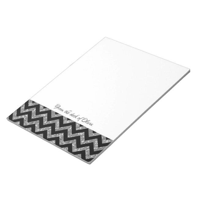 Silver Glitter Chevron Notepad (Angled)