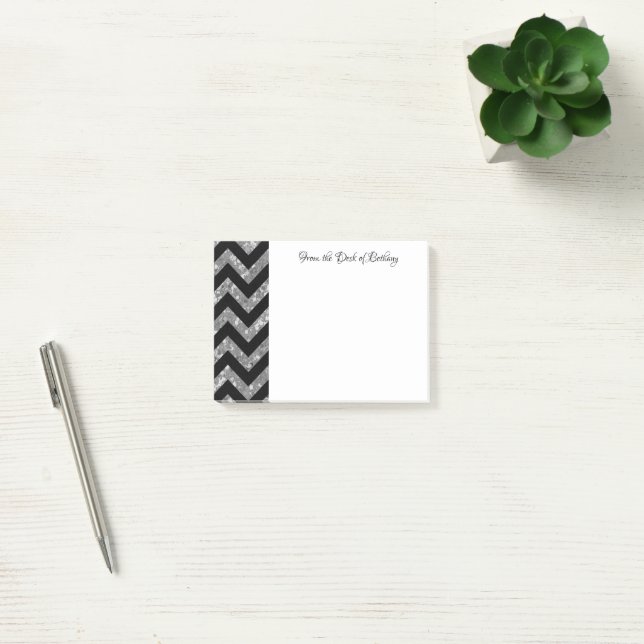 Silver Glitter Chevron Notes (Office)