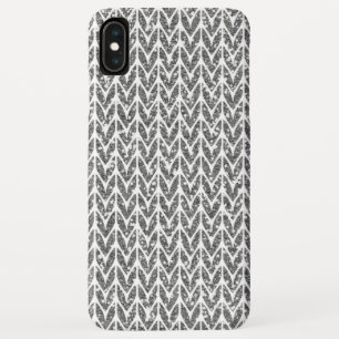 Silver Glitter Chevrons Knit Style Print iPhone XS Max Case