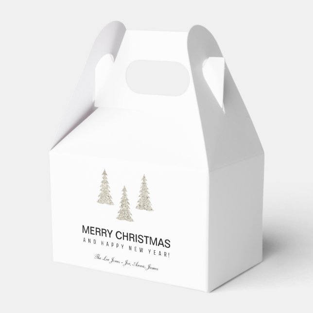 Silver Glitter Christmas Favor Boxes (Front Side)