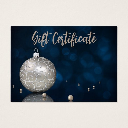 Silver Glitter Christmas Ornament Gift Certificate