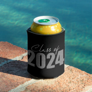 Silver Glitter Class of 2024 Can Cooler