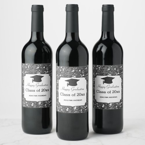 Silver Glitter Class of 2024 Wine Label