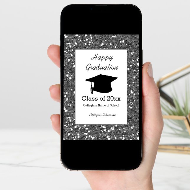 Silver Glitter Class of 2025 Graduation Card (Front Digital)