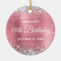 Silver Glitter Classic Pink Foil 18th Birthday