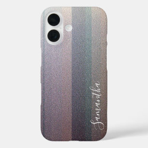 Silver Glitter & Colorful Light Stripes iPhone 16 Case