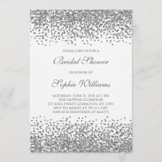 Silver Glitter Confetti Bridal Shower Invitation
