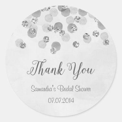 Silver Glitter Confetti Bridal Shower Sticker