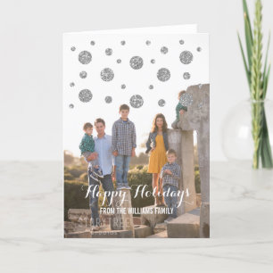 Silver Glitter Confetti Holiday Photo Card