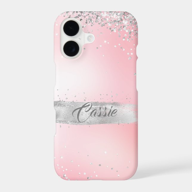 Silver Glitter Confetti Pink Glow Case-Mate iPhone Case (Back)