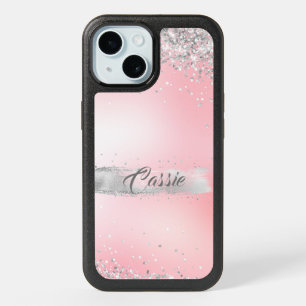 Silver Glitter Confetti Pink Glow iPhone 15 Case
