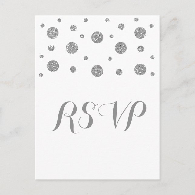 Silver Glitter Confetti Response Postcard (Front)