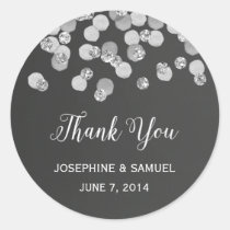 Silver Glitter Confetti Thank You Stickers