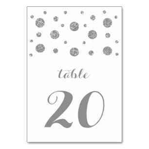 Silver Glitter Confetti Wedding Table Card