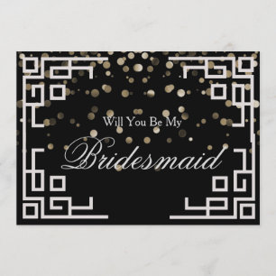 Silver Glitter Confetti Will you be my Bridesmaid Invitation