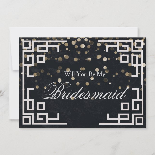 Silver Glitter Confetti Will you be my Bridesmaid Invitation (Front)
