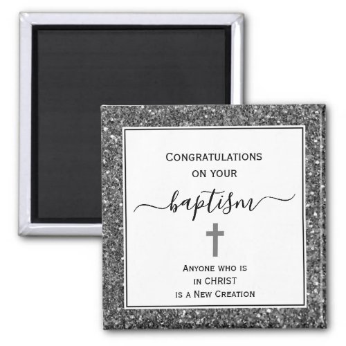 Silver Glitter Congratulations ADULT BAPTISM Magnet