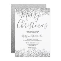 Silver Glitter Corporate or Family Christmas Party Invitation