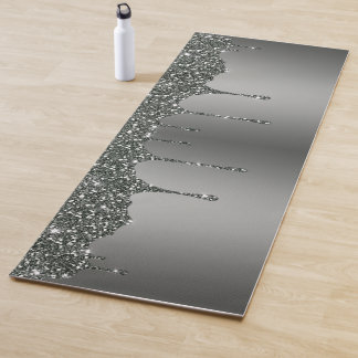 Silver Glitter Custom Name Yoga Mat