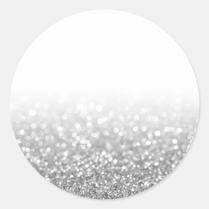Silver Glitter Custom Trendy Classic Round Sticker